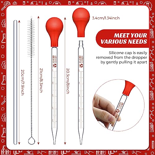 Weewooday 8 Pcs 10 ml Glass Droppers Pipettes with Rubber Bulb Stir Rod Red - color: Red, size: 10 ml