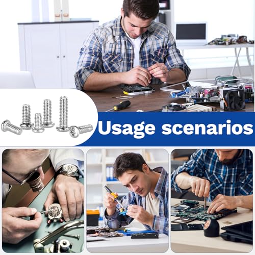 530Pcs 304 Stainless Steel Metric Micro Screws Nuts Assortment, M2x4/5/6/8/10mm Sizes, Phillips Pan Head, Fully Threaded Kit for Arduino, RC Models, Electronics, DIY Projects - size: M2x4/5/6/8/10- 530 Pcs