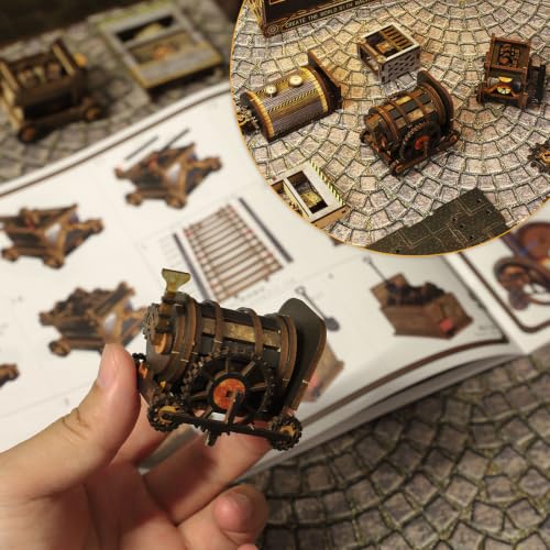 Book Nook Kit Steampunk DIY 3D Puzzle Wooden Dollhouse with LED Lights