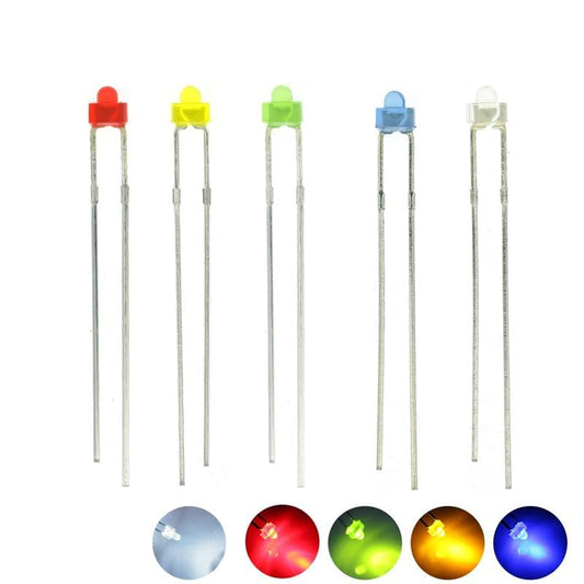100PCS 2mm Round top LED Diode Light Assorted Kit Green Blue White Yellow Red Component DIY (Diffused Len Kit (R,G,B,W,Y), 2mm Round top) - color: Diffused Len Kit (R,g,b,w,y), size: 2mm Round top