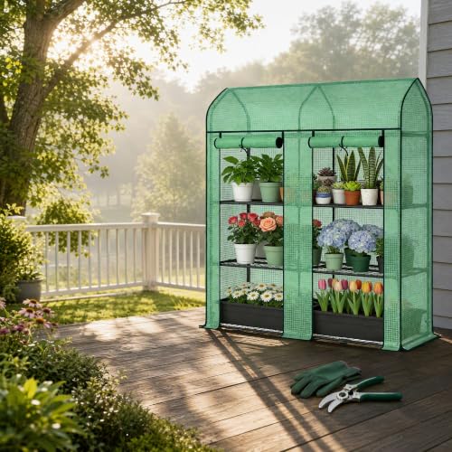 3‑Tier Portable Greenhouse, Small Walk‑in Green House, Green - color: Green B, size: Small