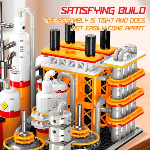 Oil Refinery Building Set, 734 PCS Industrial Processing Plant Brick Model with Distillation Towers, Display Model Kit for Adults and Kids Ages 6+ - style: Oil Refinery
