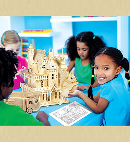 Puzzled 3D Puzzle Fire Engine Vehicle Wood Construction Kit - 67pcs Pack