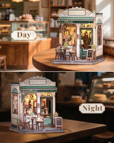 CUTEBEE Book Nook Kit DIY Miniature House Coffee Shop Dollhouse Kit