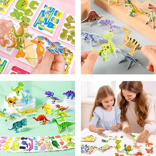 100PCS Educational 3D Cartoon Puzzle for Kids - Insects, Dinosaurs, Animals, Vehicles Themed 3D DIY Cardboards for Boys & Girls Gift Party Supplies