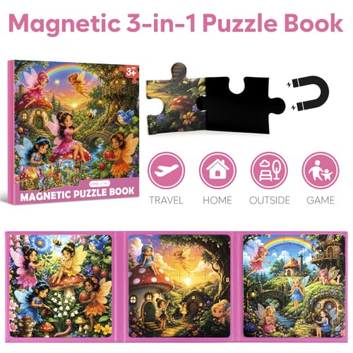 Biarek Fairy Garden Magnetic Puzzles for Kids 3-5, 4-6, 61-Piece Travel Set - color: Fairy Garden - 61 Pieces