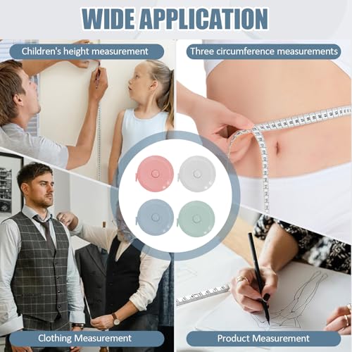 4Pcs Soft Tape Measure for Body Fabric Sewing Tailor Cloth Knitting Craft Measurements, 59 Inch Portable Measuring Tool, Mix2 - color: Mix2
