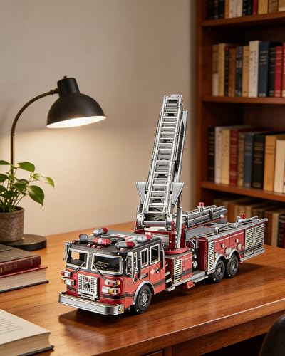 Piececool Metal Model Kits for Adults Ladder Truck 3D Metal Puzzles,DIY Hobbies Building kit Birthday Christmas Day Gifts for Teens 14+ - color: Ladder Truck