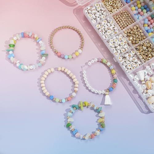 Xylise DIY Jewelry Making Kit, 1000+ Beads with Letters, Turquoise and Pearl Beads, Gold Charms, Bracelet Supplies (Colorful) - color: colorful