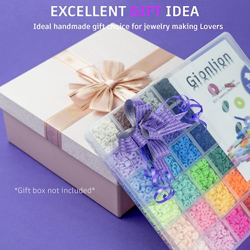 Gionlion 24 Colors Clay Beads Friendship Bracelet Making Kit w/Charms - style: Classic