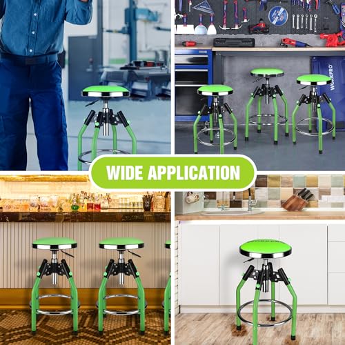 WORKPRO Garage Bar Stool, Heavy Duty Adjustable Hydraulic Shop Stool, 29in to 33. 86in, 330-Pound Capacity, Green - color: Green