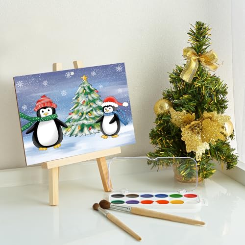 COCHIE 10 Pieces Large Christmas Unfinished Wood Crafts to Paint for Adults, Bulk Winter Predrilled Wooden Ornaments for Painting, Peppermint Candy House Paintable Wood Slices Craft Supplies - color: XMAS B