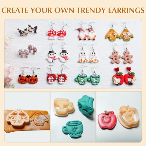 70 Pcs Fall Winter Polymer Clay Cutters, Halloween Thanksgiving Christmas