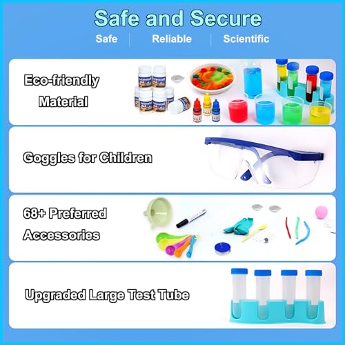 EXBEPE Science Kits for Kids 72+ Science Lab Experiments Erupting Volcano,Rainbow Rain,Artificial Snow Magic Chemistry Toy DIY Science Educational Learning Kit for Boys Girls