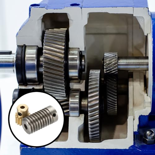 uxcell Worm Gear Set 15T 0.8 Module 1:15 Reduction Rate, Right Rotation Drive Gear Box Wheel Reduce Transmission Part (Brass Gear-4mm Bore, 1045 Steel Rod 5mm Bore) - size: Gear-4mm, Rod-5mm Bore, style: 0.8M-15T