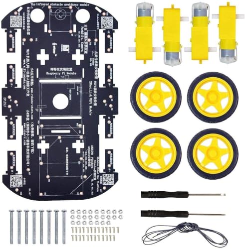 Robot Chassis 4WD Robot Car Smart Chassis Kit with 4 TT Motor for Arduino/Raspberry Pi/Jetson Nano, Smart Robotic Car Chassis DIY Learning Kit