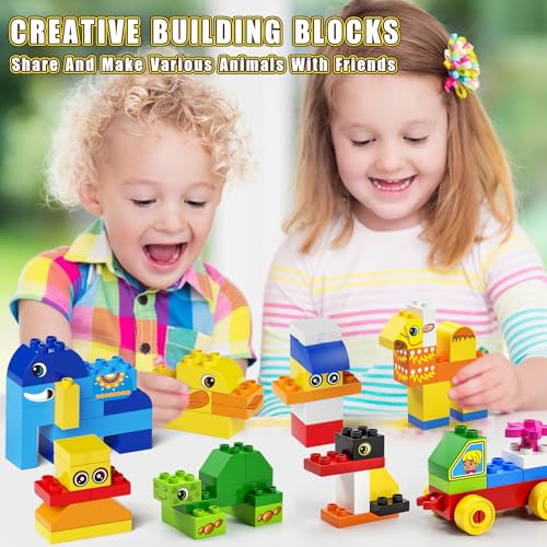 burgkidz Animal Building Toys for Toddlers 3-5, Jumbo 135Pcs Building Blocks, Creative Take Apart Puzzle with Storage Bucket, Compatible with Major Brands, Preschool Birthday Gift for Boys Girls - style: 135 Pcs Building Blocks