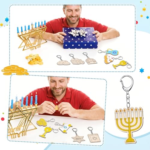 Trnayi 36 Pcs Hanukkah Wood Keychain Color Your Own DIY Craft - style: Hanukkah