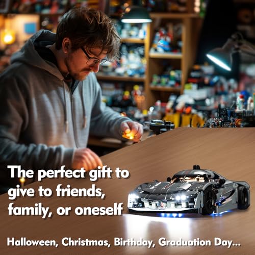 LED Lighting Compatible with Lego 42173 Koenigsegg Jesko Absolut Grey Hypercar, Light Kit Compatible with Lego 42173, Giving Light to Model, NOT Included The Model Set(Classic Edition)