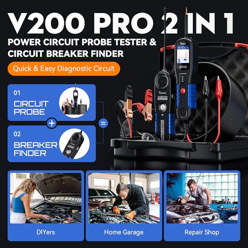 VDIAGTOOL V200 Pro Automotive Circuit Tester, Power Circuit Probe Tester Breaker Finder Tool, 12/24V Electrical Open Short Circuit Finder, Wire Tracer, AC/DC Trailer Relay Fuse Test for 99% Cars