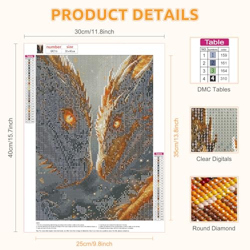 BIGRIMA Two Dragons Diamond Art Painting Kits for Adults,5D Diamond Painting Kits for Beginners, DIY Full Drill Diamond Dots Paintings Animals Picture Arts Craft for Home Wall Art Decor 12x16 Inch - color: Diamond Painting 007