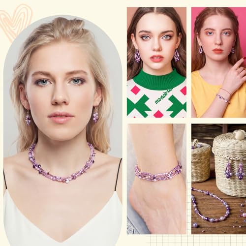 Norme 2 Sets Glass Seed Beads and Loose Sequins Kit Loose Beads for Jewelry Making DIY Crafts Felt Kits Embroidery Bracelets and Necklaces 20 Colors (Purple) - color: Purple