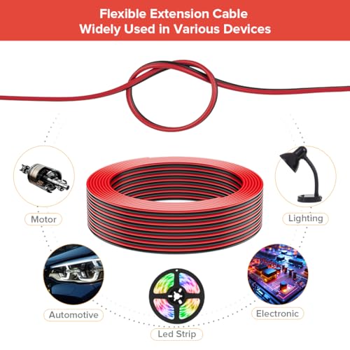 BTF-LIGHTING 18AWG 2 Pin 32.8ft Extension Cable, UL Recognized Component - size: 2 Conductor, style: 18 Gauge