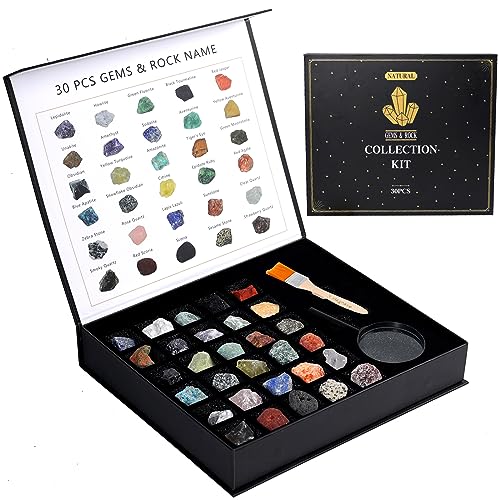 Rock Collection for Kids - 30Pcs Rocks, Gemstones & Crystals Kit
