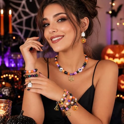 SVKN 1900 Pcs Halloween Mix Beads for Jewelry Making - color: Orange Purple