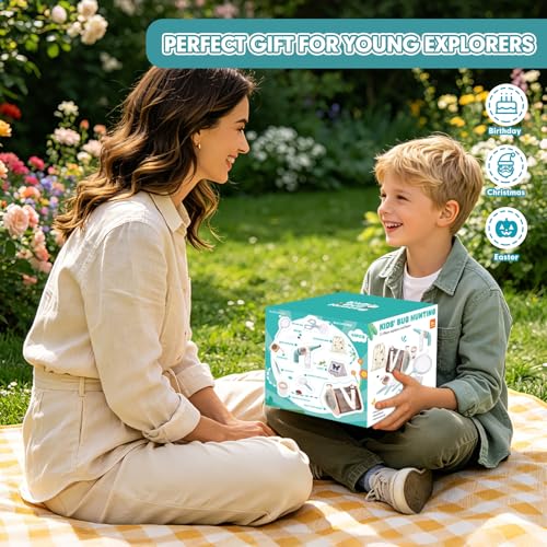 Kids Bug Catcher Kit, 11-Piece Outdoor Explorer Set with Bug Vacuum, Wooden Insect House, Butterfly Net, Ages 4-8