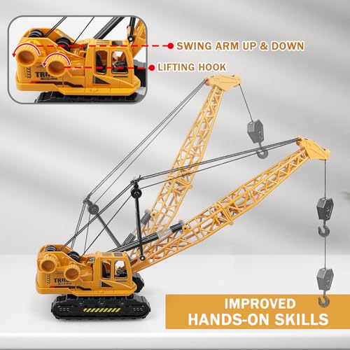 Metal ABS Crane Toy, Diecast Construction Vehicles Crane Model Car with Manual Lifting Button, Truck Building Toys for Kids Boys Ages 3-7, 8-12 Christmas and Birthday Gifts - color: Crane 989n