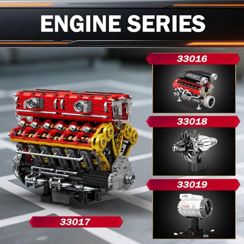 Reobrix V12 Engine Building Block Sets Sports Car Engine Model Kit