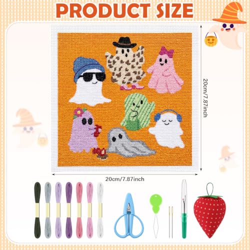 XunYee 48 Pcs Halloween Ghost Party Needlepoint Kit for Beginners Adults - style: Halloween Ghost Party