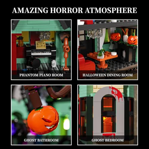APAWR Haunted Mansion Building Toy for Kids -Halloween Mansion Building Toy for Adults, Halloween Building Blocks Toy for Girls & Boys, Ages 8+ 1293PCS