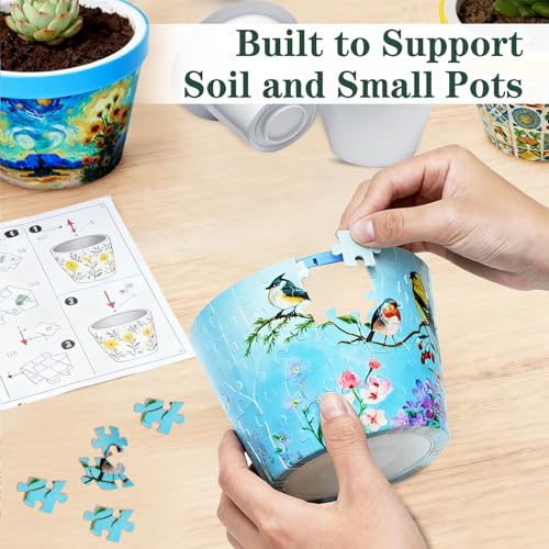 3D Puzzle Planter, 152 Pcs 3D Puzzle Vases for Adults, Flowers, Small Cute Indoor Plant Pot, Arts and Crafts for Kids 4-6, Adults, Girls, Unique Flower Vases(Bird) - color: Bird, size: Planter