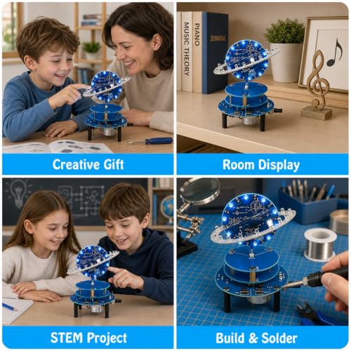 Soldering Practice Kit, STEM Electronics Project with Music, LED & Motor Rotation