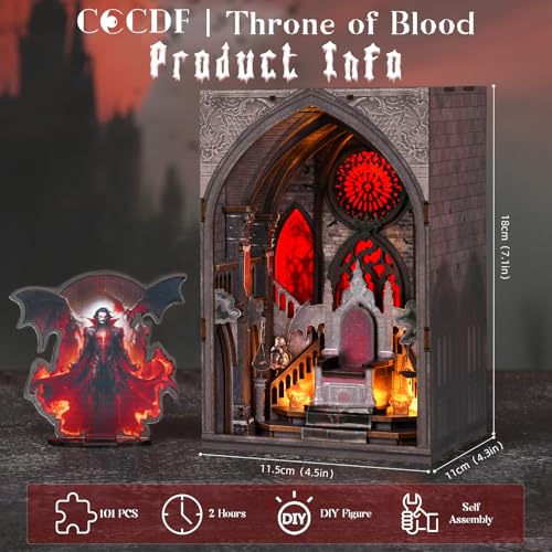 CCCDF Throne of Blood Book Nook Kit, Beginner DIY 3D Puzzle with LED - color: Throne of Blood