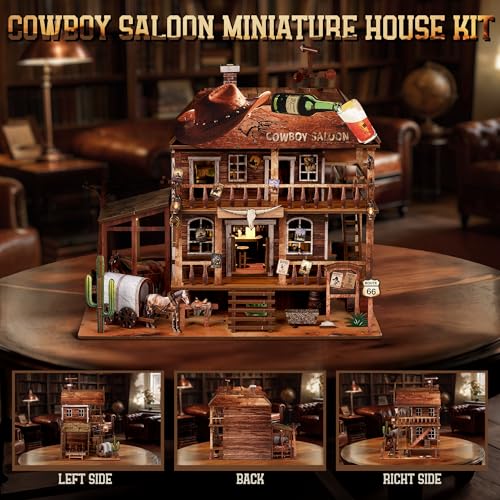 VORATHIS Book Nook Kit, 3D Wooden Puzzle for Adults (West Saloon) - color: West Saloon