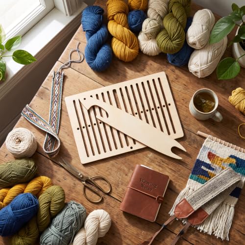 Walfront Wooden Weaving Kit with Heddle & Shuttle Backstrap Tools for Beginners Home Craft Projects