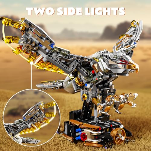 CSNRHG Mechanical Eagle Building Block Set 3D Poseable Model with Articulated Wings & Talons STEM Toy for Kids & Adults Ideal Gift for Engineering, Nature & Animal Lovers - color: Mechanical Eagle
