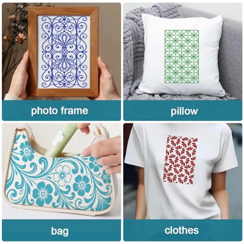 4Pcs 4 Styles Silk Screen Stencils Reusable 3.9 x 6 Inch Polymer Clay Stencils Floral Texture Pattern Nylon Mesh Transfers for T-Shirt Clay Wood Fabric Canvas Jewelry Making DIY Crafts - color: Mixed Shapes-1