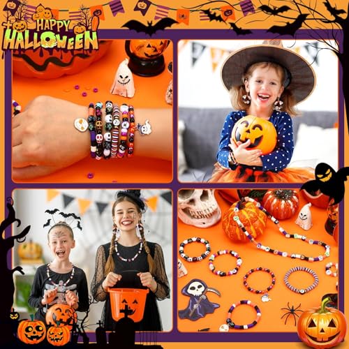 UPINS 2100Pcs Halloween Bracelet Making Kit Beads for Jewelry Making - color: Orange Purple Black