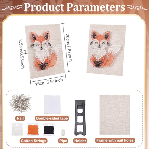 WEBEEDY DIY String Art Kit Fox Craft Kit Creative Animal String Art Craft Kits for Adult Beginners Christmas Holiday Home Wall Table Decorations Gift - color: Fox