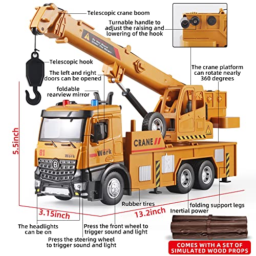 OANMYJJO Toy Construction Vehicles for Kids, Diecast Crane Truck Toy Model - color: Crane Truck