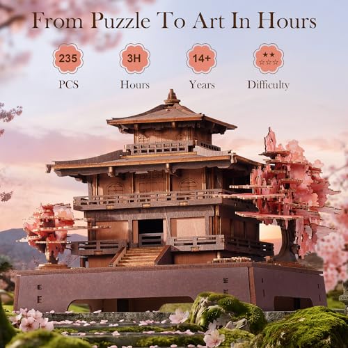 Rolife 3D Wooden Puzzle Miniature House Building Kit Sakura Pavilion