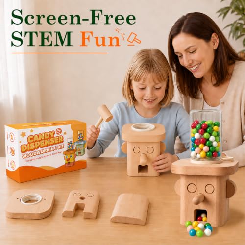 Candy Dispenser Woodworking Kit for Kids, STEM wood building kit Ages 6+