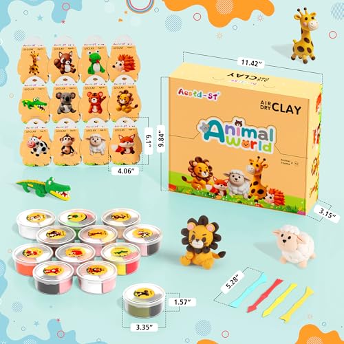 Aestd-ST Air Dry Clay Kit - Animal Theme, Modeling Clay for Kids - color: Animal World