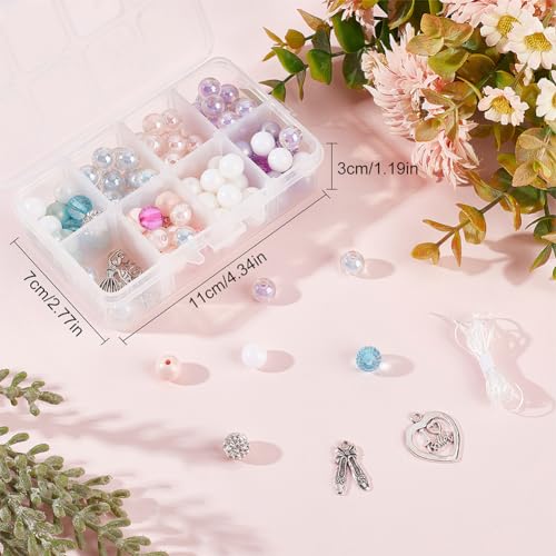 SUNNYCLUE 1 Box 6 Set Ballet Bracelet Making Kit Adjustable Bracelets Dancer Ballerina Charms Acrylic Transprent Rhinestone Beads for Jewellery Making Kits Beginner Adult Women Holiday Supplies - style: Dance 1
