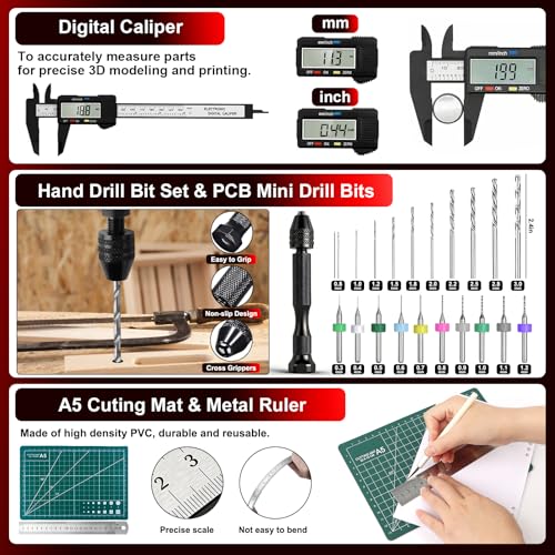295 PCS 3D Printing Tool Kit, 3D Printing Accessories with Nozzle Cleaning Kit,Deburring Tool,Screwdriver Set,Digital Caliper,Smoothing Tools,3D Printer Tools for Model Removing Finishing 3D Print - color: 295PCS