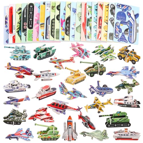 FOIMAS 3D Puzzles for Kids,30 Pack Educational Aircraft Puzzle Tank Plane Rocket Puzzles for Kids Classroom Prize Gifts Party Favor Supply - style: Aircraft
